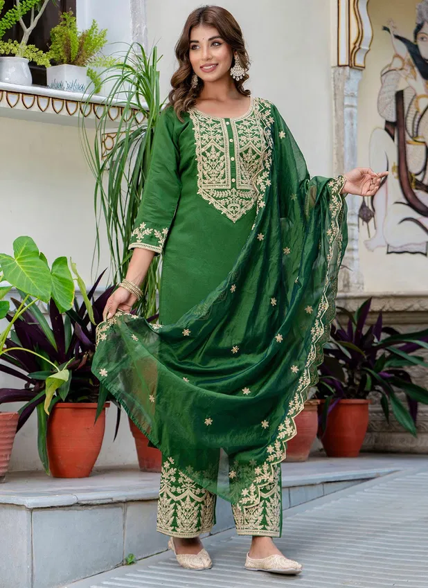 Vredevogel Vaisakhi Roman Silk Kurti Bottom With Dupatta Collection